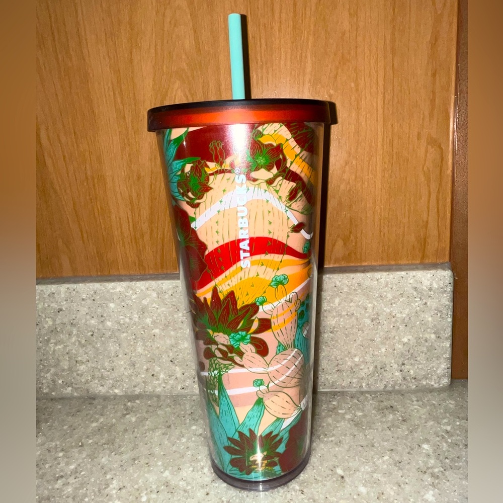 Starbucks tumbler , terra-cotta cactus
